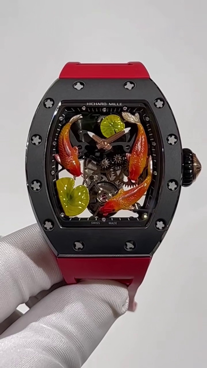 Replica Richard Mille RM S10 Koi Red Strap Super Clone | Swiss Carbon Fiber Men's Watch - Image 2