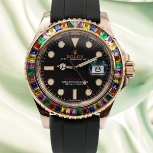 Best Replica Rolex Yacht-Master 116695SATS - Rose Gold Case, Sapphire Rainbow Bezel