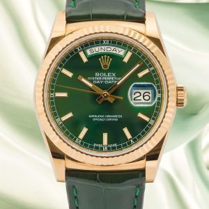 Best Swiss Replica Rolex Day-Date 118138-0003 - Green Dial & 904L Steel 100m Waterproof