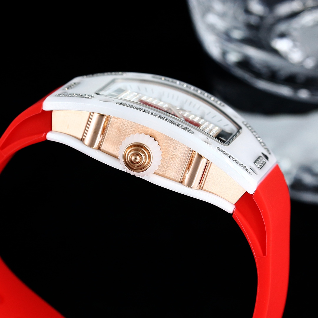 Best Replica Richard Mille RM 07-01 Red Strap: Swiss Precision & Diamond Accents - Image 4
